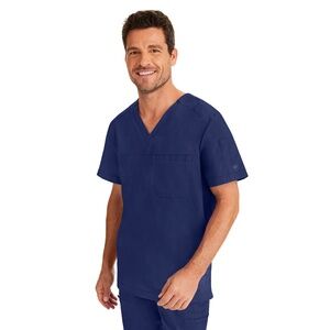 Healing Hands Men's Justin Scrub Top Navy Blue V-Neck S Purple Label 2330 NWT
